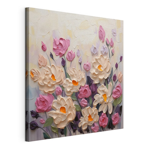 Schilderij van bloemen en bladeren Canvas Schilderijen Schilderij van bloemen en bladeren