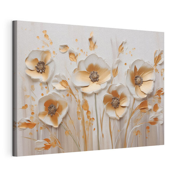 Canvas Schilderijen Delicate bloemen in zachte tinten