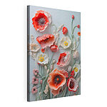 Canvas Schilderijen Groep bloemen op een wit oppervlak