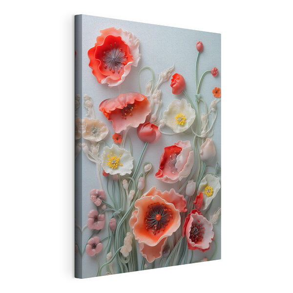 Groep bloemen op een wit oppervlak Canvas Schilderijen Groep bloemen op een wit oppervlak