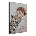 Canvas Schilderijen Vrouw met luipaard