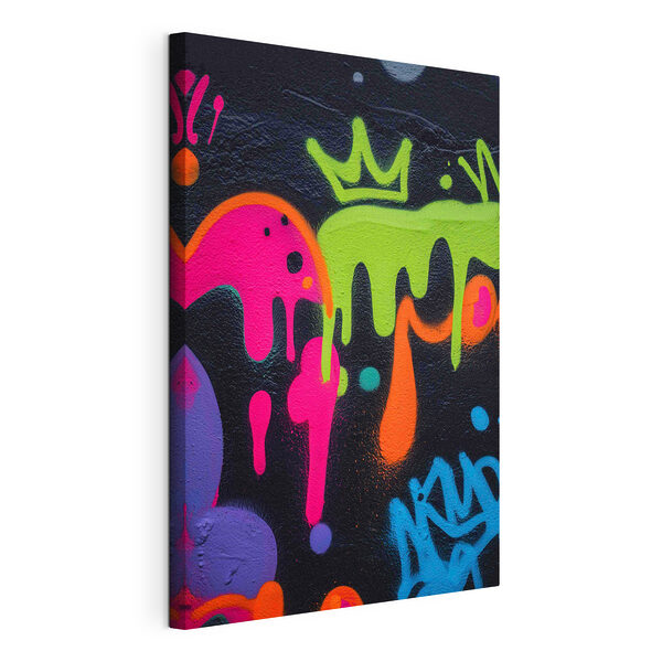 Levendige graffiti op een donkere achtergrond Canvas Schilderijen Levendige graffiti op een donkere achtergrond