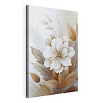 Canvas Schilderijen Witte bloem met bruine bladeren