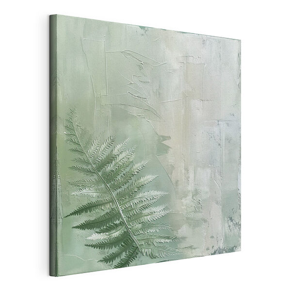 Varenblad op een glazen oppervlak Canvas Schilderijen Varenblad op een glazen oppervlak