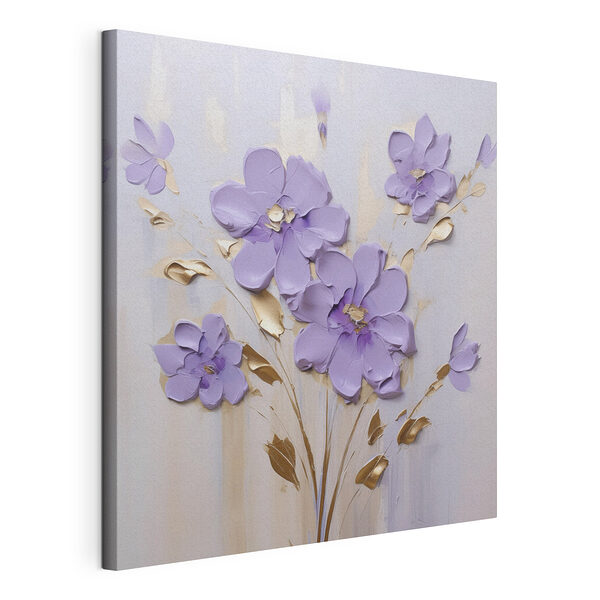 Canvas Schilderijen Schilderij van bloemen op een muur