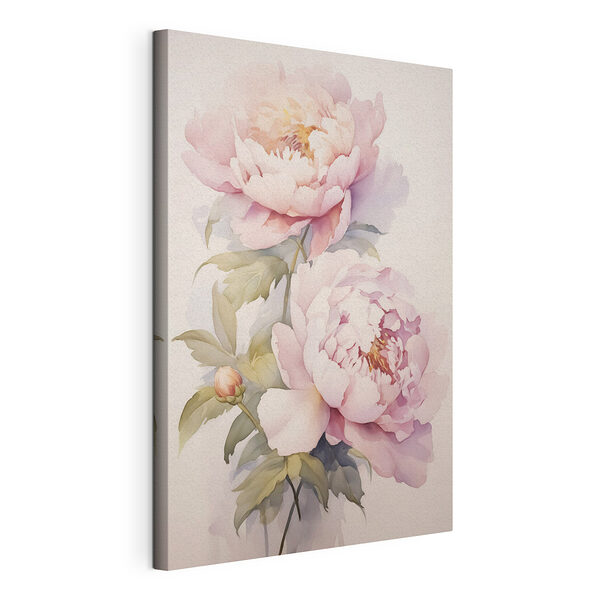 Canvas Schilderijen Schilderij van roze bloemen
