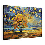 Canvas Schilderijen Schilderij van een boom in een veld