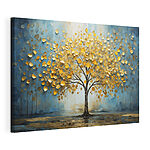 Canvas Schilderijen Schilderij van een boom met gele bladeren