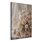Canvas Schilderijen Vaas met bloemen en een kaars