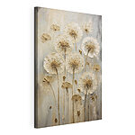 Canvas Schilderijen Schilderij van bloemen op een grijze achtergrond