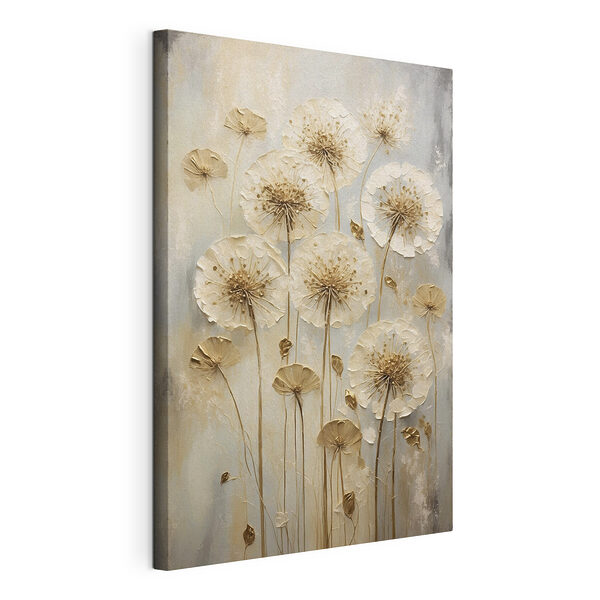 Schilderij van bloemen op een grijze achtergrond Canvas Schilderijen Schilderij van bloemen op een grijze achtergrond