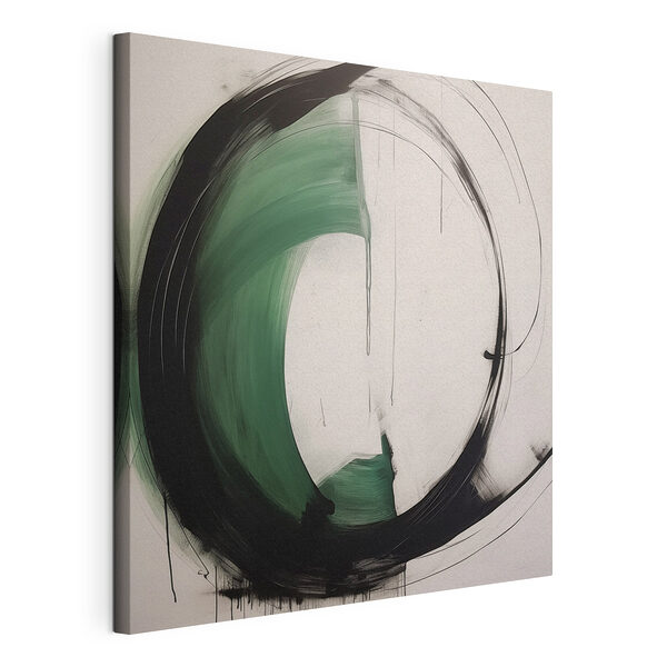 Canvas Schilderijen Zwarte en groene cirkel