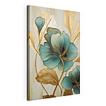 Canvas Schilderijen Levendig bloemmotief met elegante bladeren