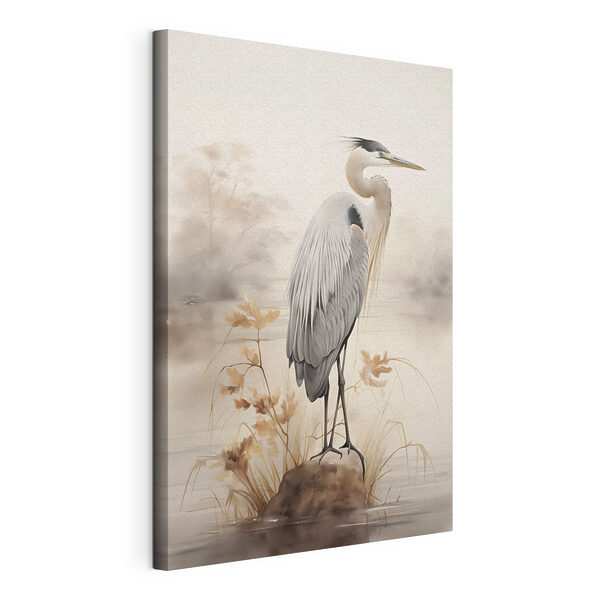 Canvas Schilderijen Vogel die op een rots staat