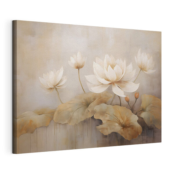 Schilderij van bloemen en bladeren Canvas Schilderijen Schilderij van bloemen en bladeren
