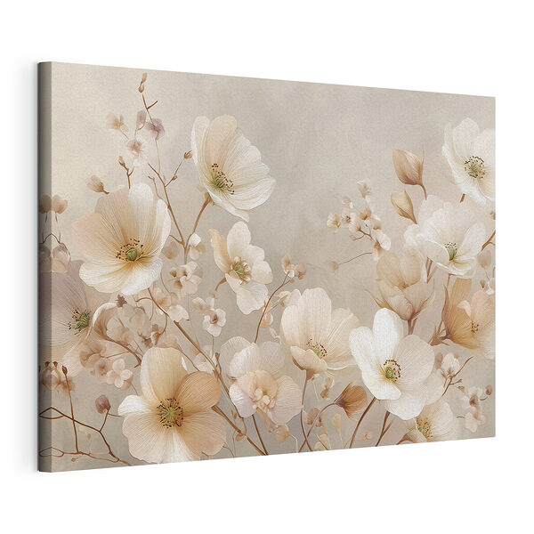 Canvas Schilderijen Bloesems in zachte, ingetogen tinten