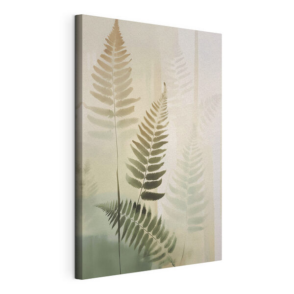 Canvas Schilderijen Varenbladeren op een witte achtergrond