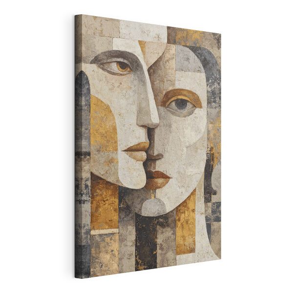 Canvas Schilderijen Schilderij van een gezicht en het gezicht van een vrouw