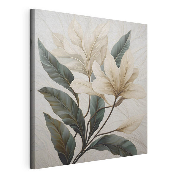 Canvas Schilderijen Schilderij van bladeren op een witte ondergrond