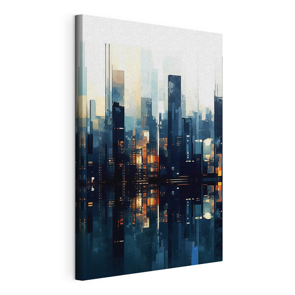Stadsgezicht met licht dat in het water weerkaatst Canvas Schilderijen Stadsgezicht met licht dat in het water weerkaatst