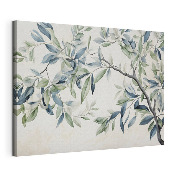 Canvas Schilderijen Schilderij van een boomtak met bladeren