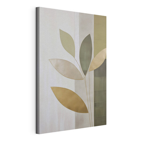 Canvas Schilderijen Schilderij van bladeren op een muur