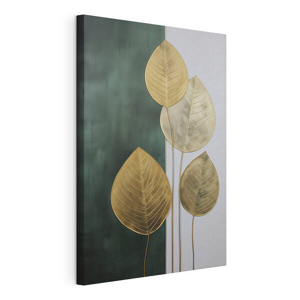 Canvas Schilderijen - Elegante bladeren tegen een contrasterende achtergrond