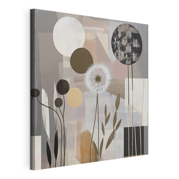 Schilderij met bloemen en geometrische vormen Canvas Schilderijen Schilderij met bloemen en geometrische vormen