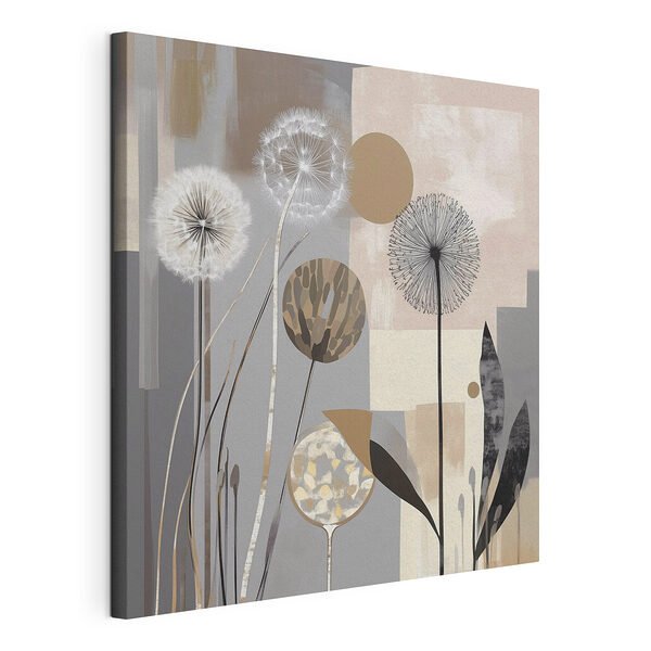 Schilderij van paardenbloemen en planten Canvas Schilderijen Schilderij van paardenbloemen en planten