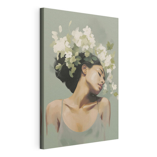 Canvas Schilderijen Vrouw met bloemen in haar haar