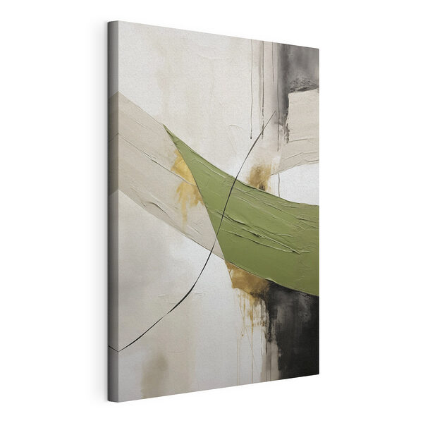 Canvas Schilderijen Schilderij van een groene en zwarte lijn