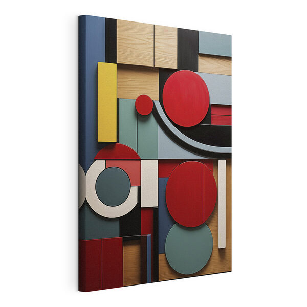 Canvas Schilderijen Kleurrijk kunstwerk met cirkels en vierkanten