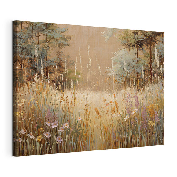 Canvas Schilderijen Schilderij van een bloemenveld