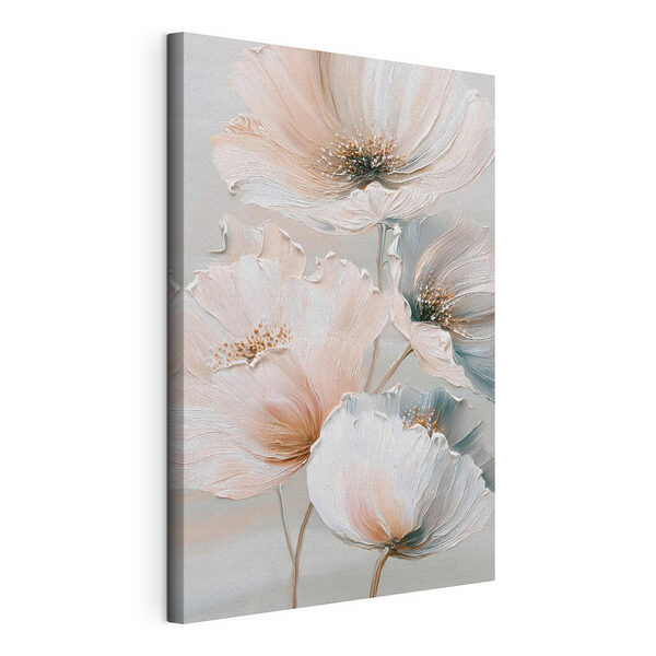 Canvas Schilderijen Verfijnde bloemen in zachte pasteltinten