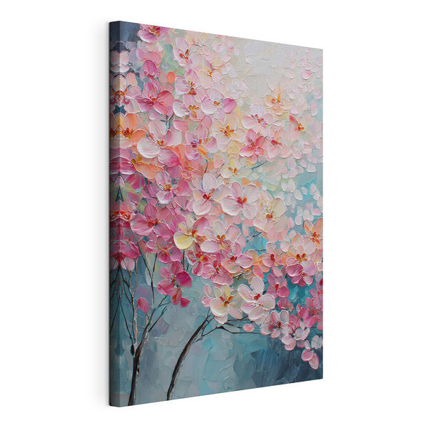 Schilderij van roze bloemen Canvas Schilderijen Schilderij van roze bloemen