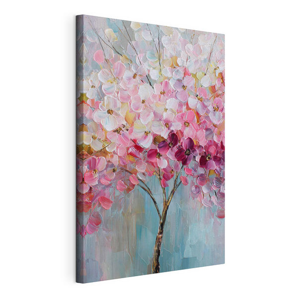 Schilderij van een boom met roze bloemen Canvas Schilderijen Schilderij van een boom met roze bloemen