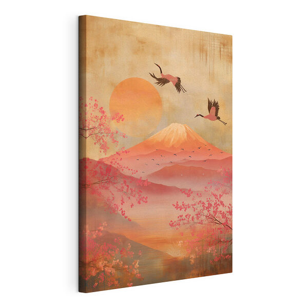 Schilderij van een berg waar een vogel overheen vliegt Canvas Schilderijen Schilderij van een berg waar een vogel overheen vliegt