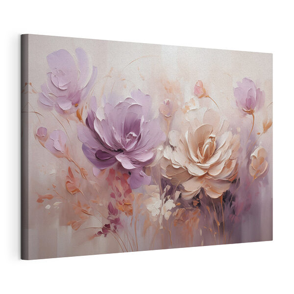 Canvas Schilderijen Schilderij van bloemen op een witte achtergrond