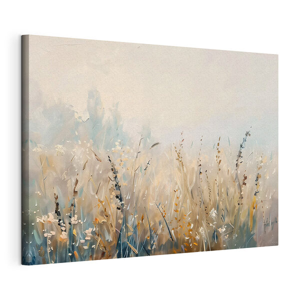 Schilderij van een grasveld Canvas Schilderijen Schilderij van een grasveld