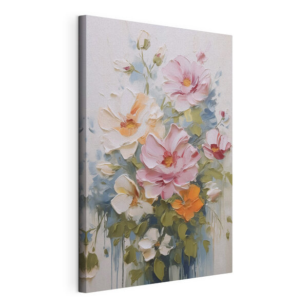 Schilderij van bloemen op een witte ondergrond Canvas Schilderijen Schilderij van bloemen op een witte ondergrond