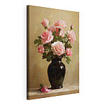 Canvas Schilderijen Vaas met roze bloemen