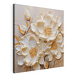 Canvas Schilderijen Witte bloemen op een muur