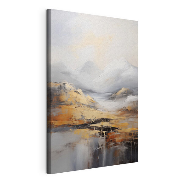 Canvas Schilderijen Schilderij van bergen en water