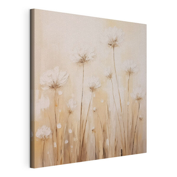 Canvas Schilderijen Schilderij van bloemen op een muur