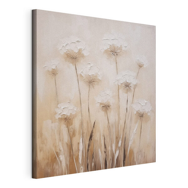 Canvas Schilderijen Schilderij van bloemen op een muur