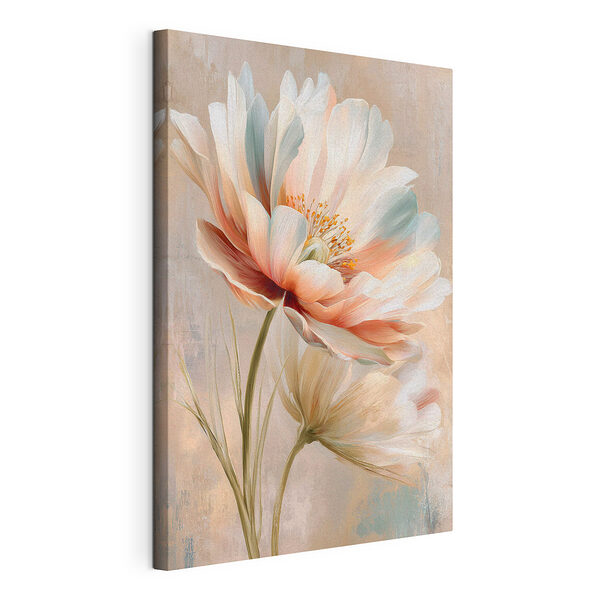 Canvas Schilderijen - Fijne bloemen in zachte pasteltinten
