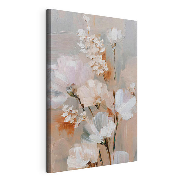 Canvas Schilderijen Schilderij van bloemen op een witte ondergrond