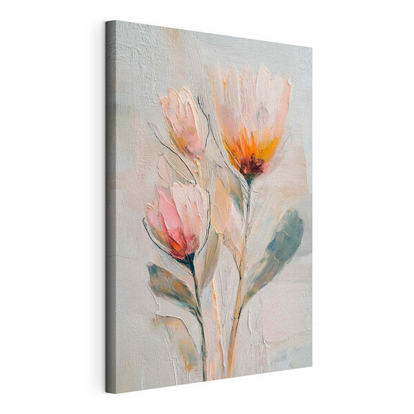 Canvas Schilderijen Schilderij van bloemen op een witte ondergrond