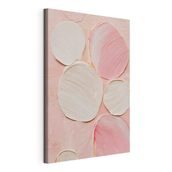 Canvas Schilderijen Groep witte en roze cirkels