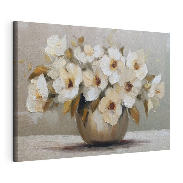 Schilderij van bloemen in een vaas Canvas Schilderijen Schilderij van bloemen in een vaas